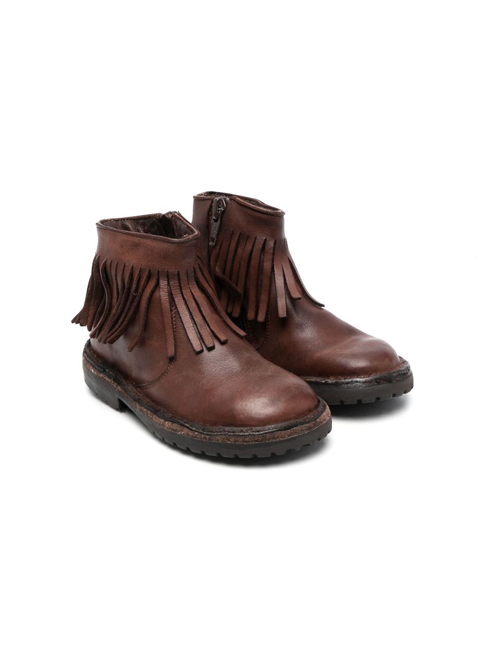 Pépé Kids fringed leather ankle boots - Brown von Pépé Kids