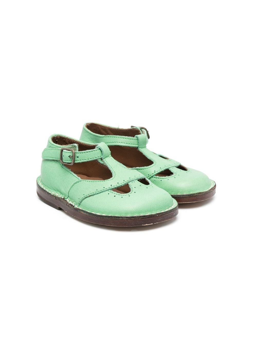 Pèpè cut-out leather ballerina shoes - Green von Pèpè