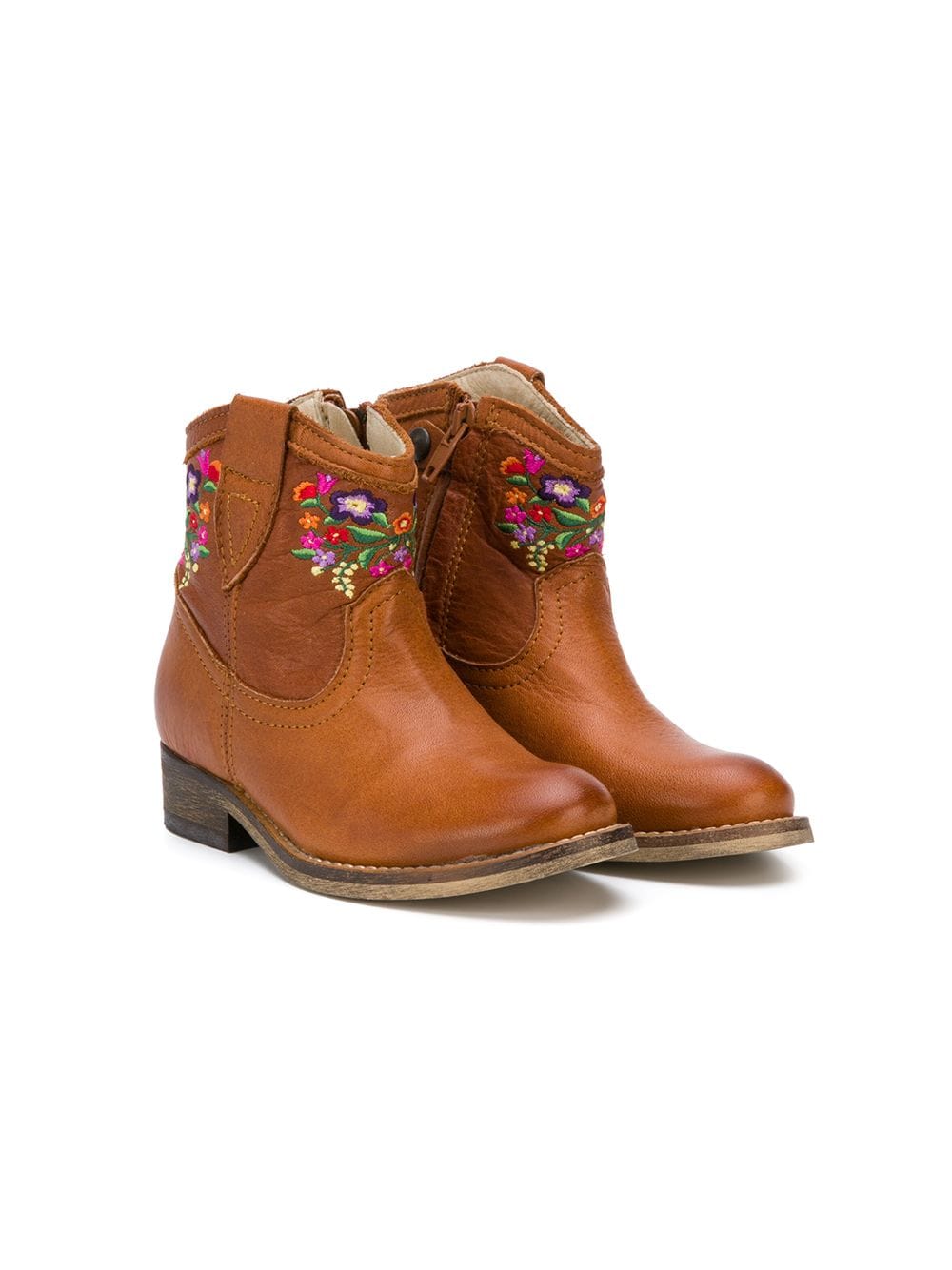 Pèpè floral embroidered ankle boots - Brown von Pèpè