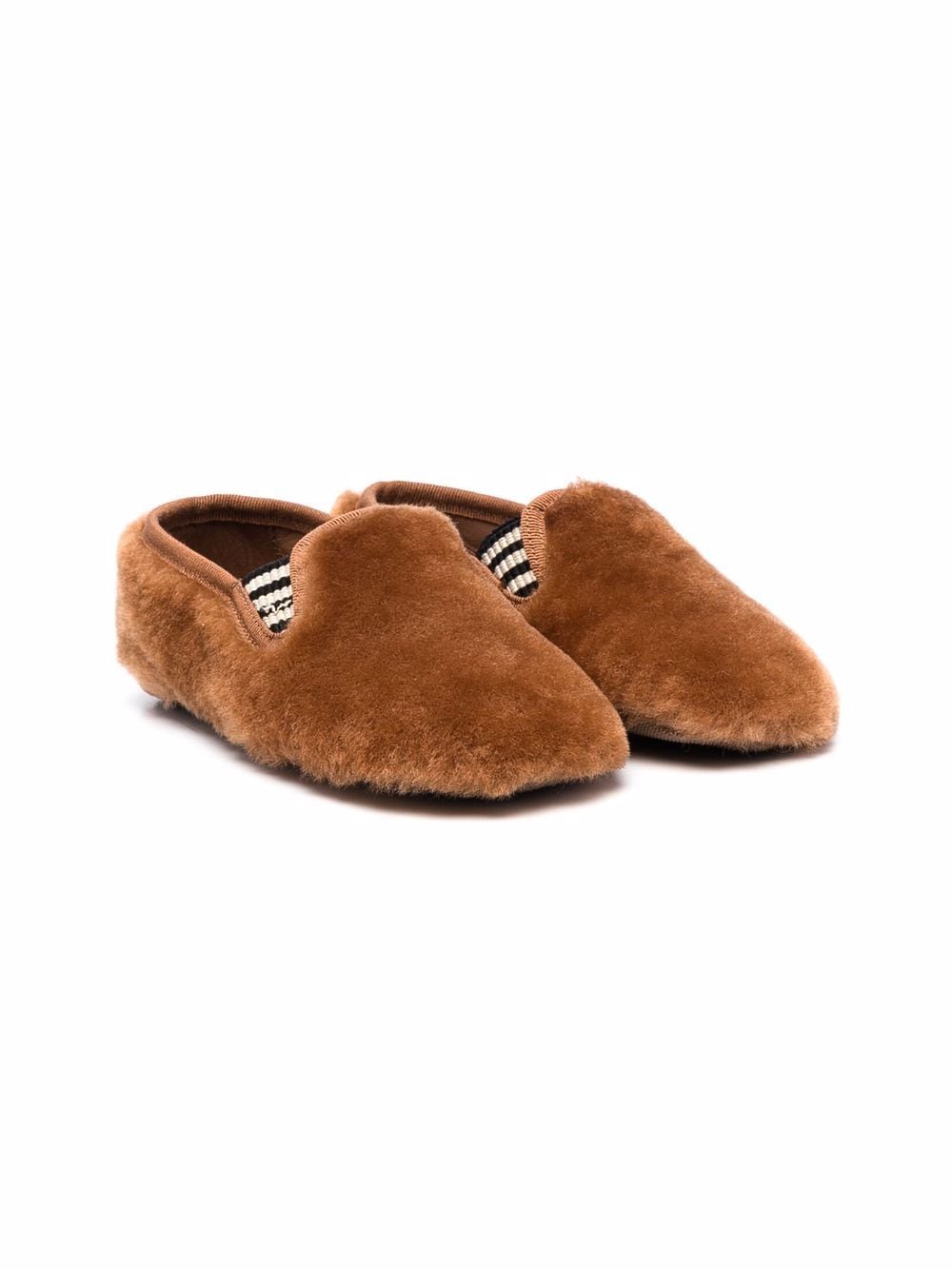 Pèpè fur-trimmed slip-on shoes - Brown von Pèpè