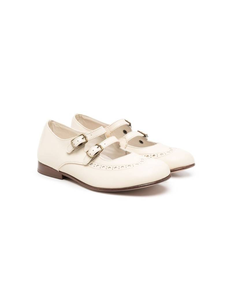 Pèpè punched-hole leather ballerina-shoes - Neutrals von Pèpè