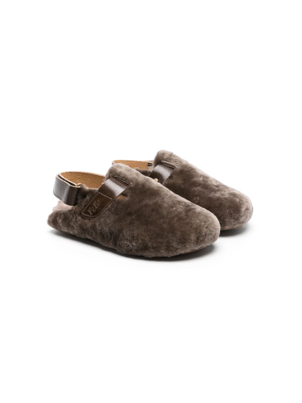 Pèpè slingback fleece slippers - Brown von Pèpè