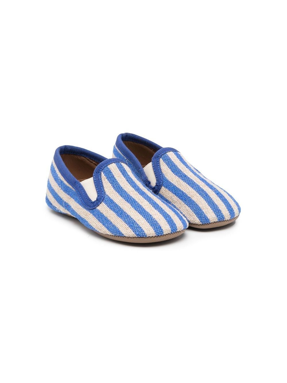 Pèpè stripe linen slip-on shoes - Blue von Pèpè