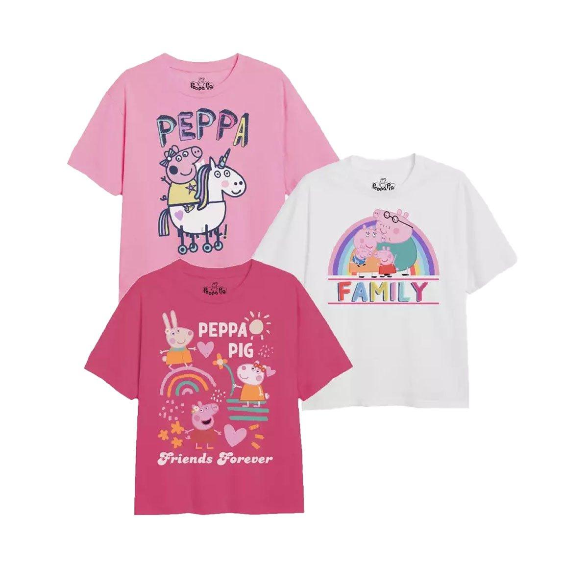 Friends & Family Tshirt (3erpack) Mädchen Hellrosa 104 von Peppa Pig