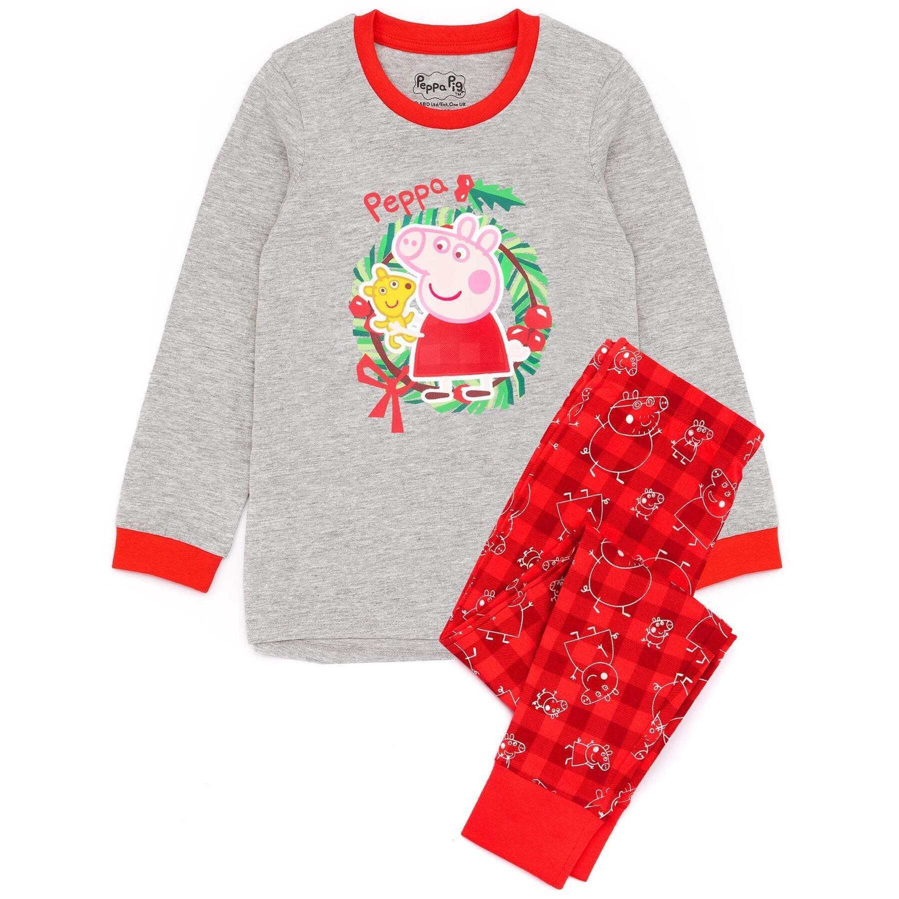 Schlafanzug Weihnachtliches Design Mädchen Rot Bunt 104 von Peppa Pig