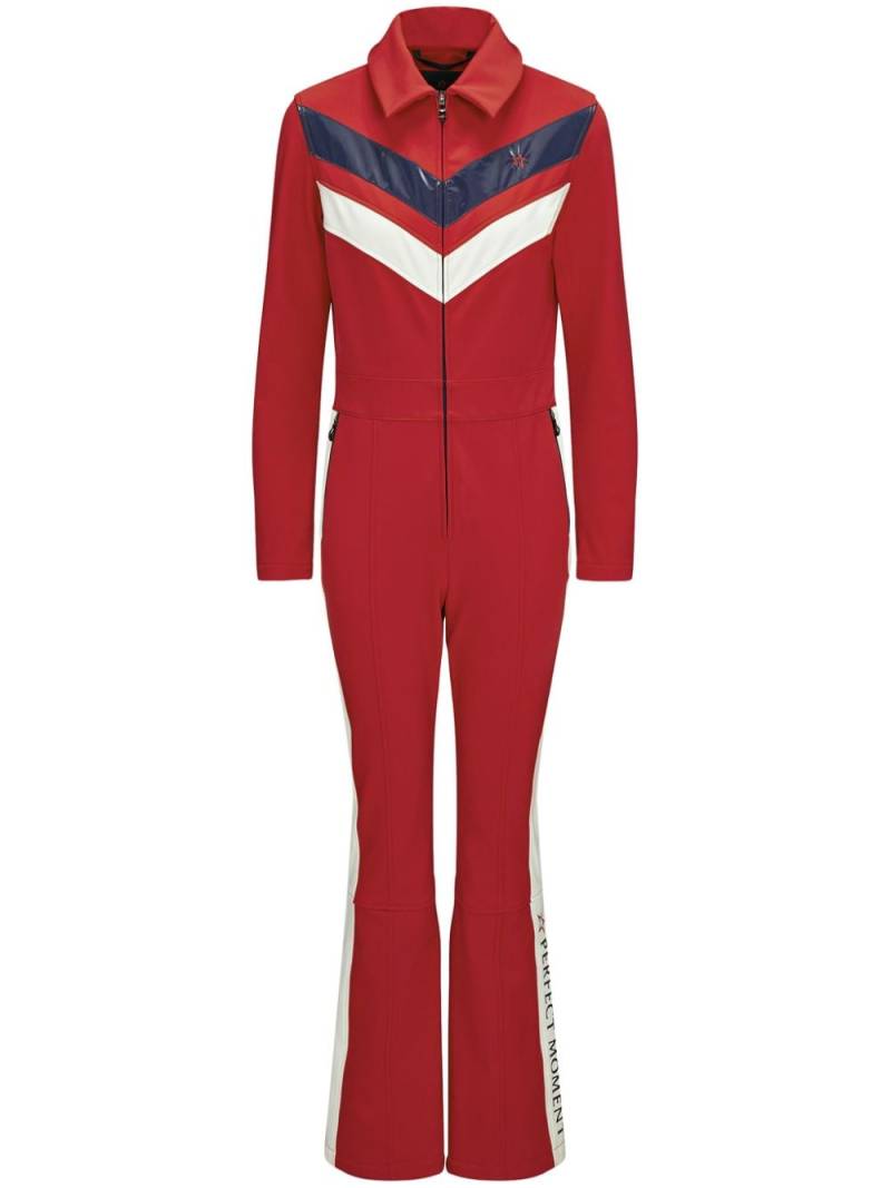 Perfect Moment Montana chevron-print ski suit - Red von Perfect Moment