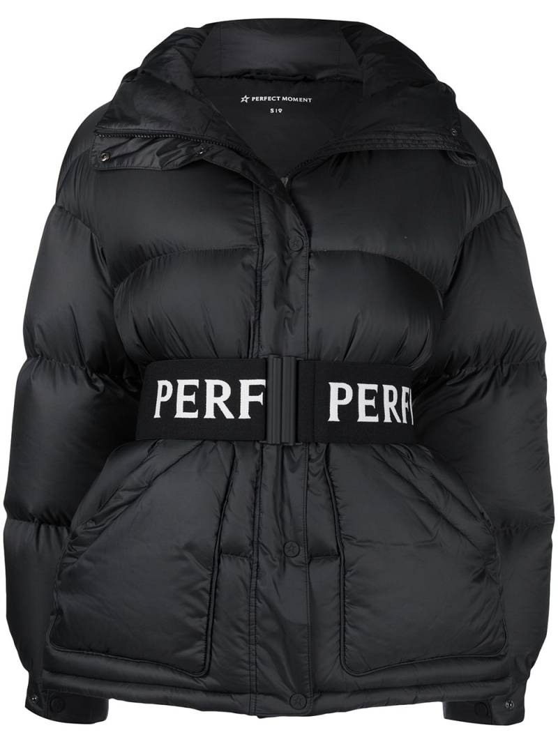 Perfect Moment intarsia knit-logo belted puffer jacket - Black von Perfect Moment