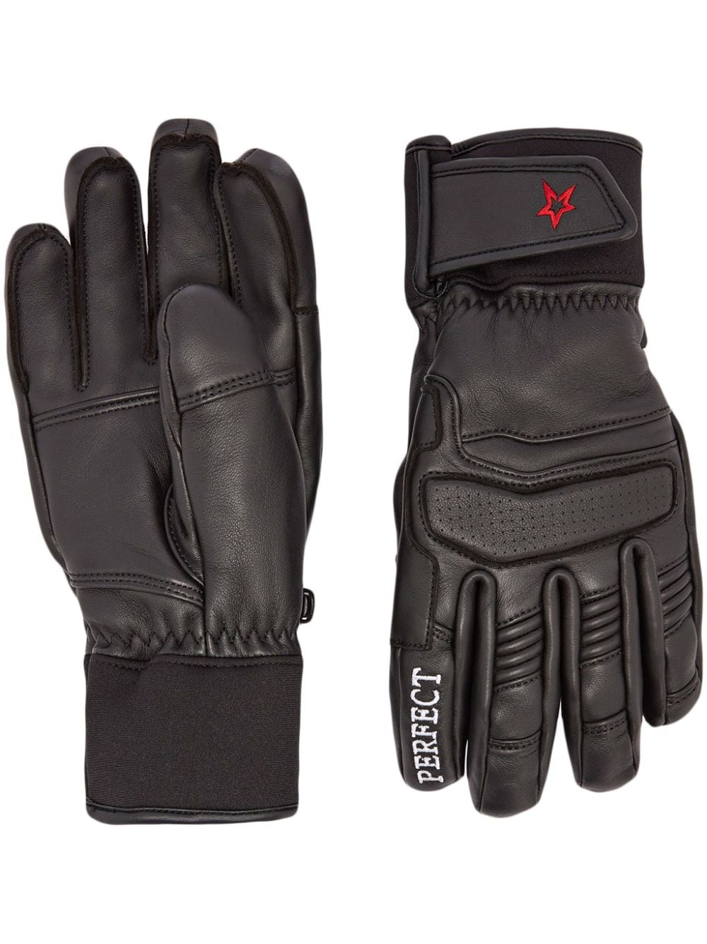 Perfect Moment logo-embroidered leather gloves - Black von Perfect Moment