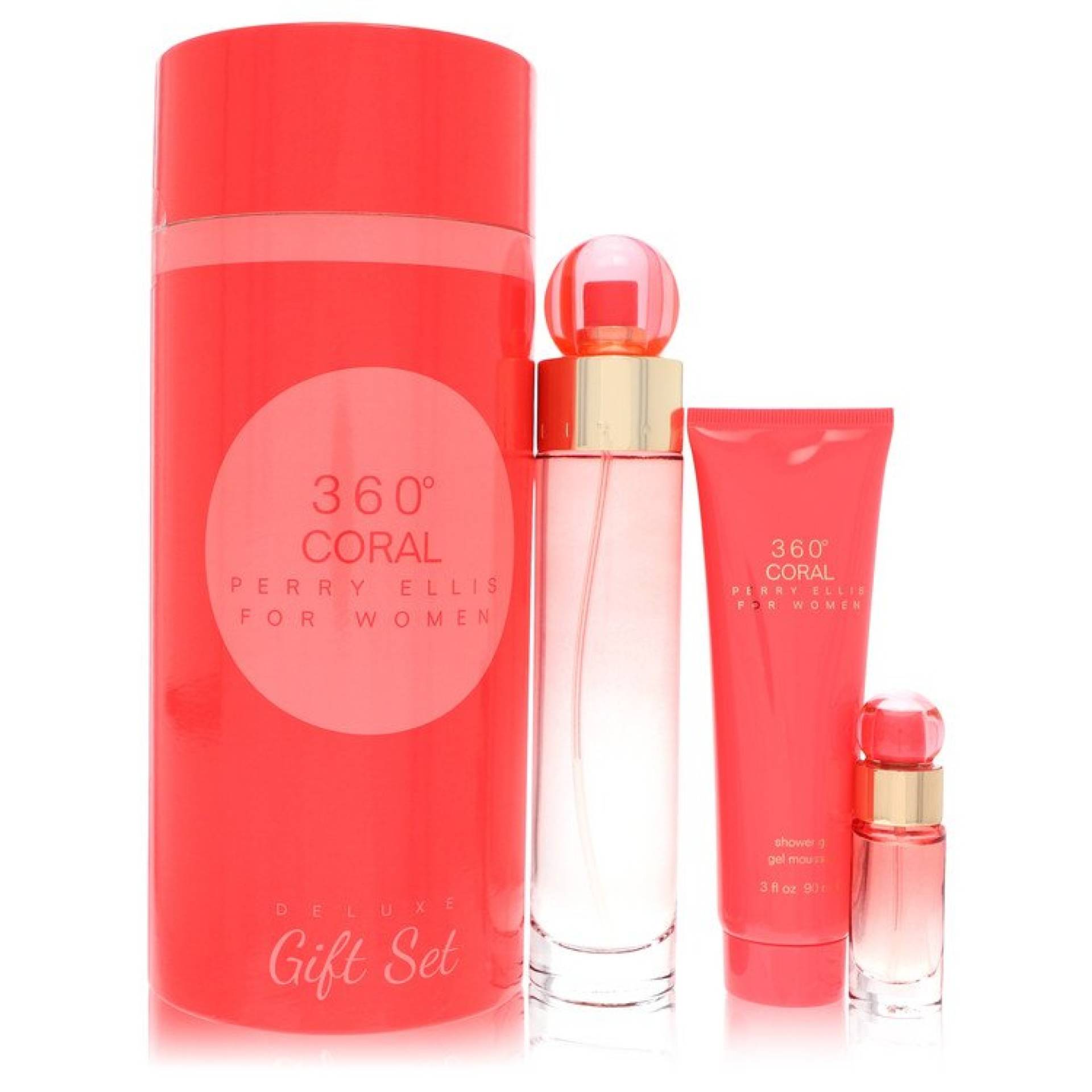 Perry Ellis 360 Coral Gift Set -- 100 ml Eau de Parfum Spray + 7 ml Mini EDP Spray + 88 ml Shower Gel von Perry Ellis