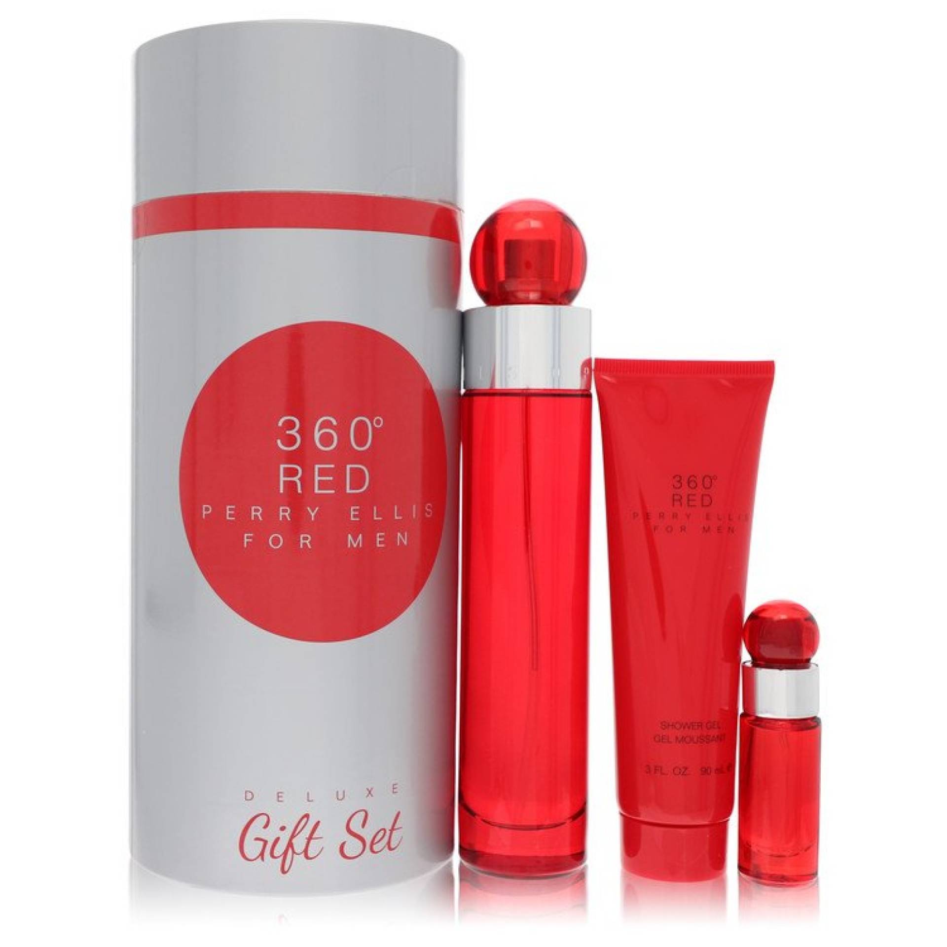 Perry Ellis 360 Red Gift Set -- 100 ml Eau De Toilette Spray + 7 ml Mini EDT Spray + 88 ml Shower Gel in Tube Box von Perry Ellis