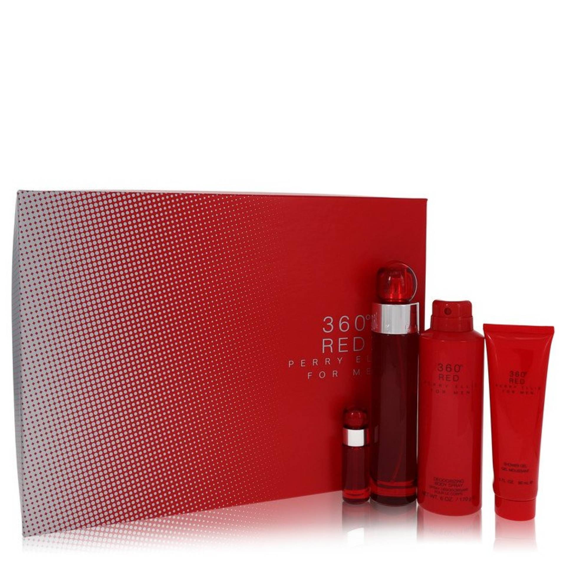 Perry Ellis 360 Red Gift Set -- 101 ml Eau De Toilette Spray + 8 ml Mini EDT Spray + 202 ml Body Spray + 89 ml Shower Gel von Perry Ellis