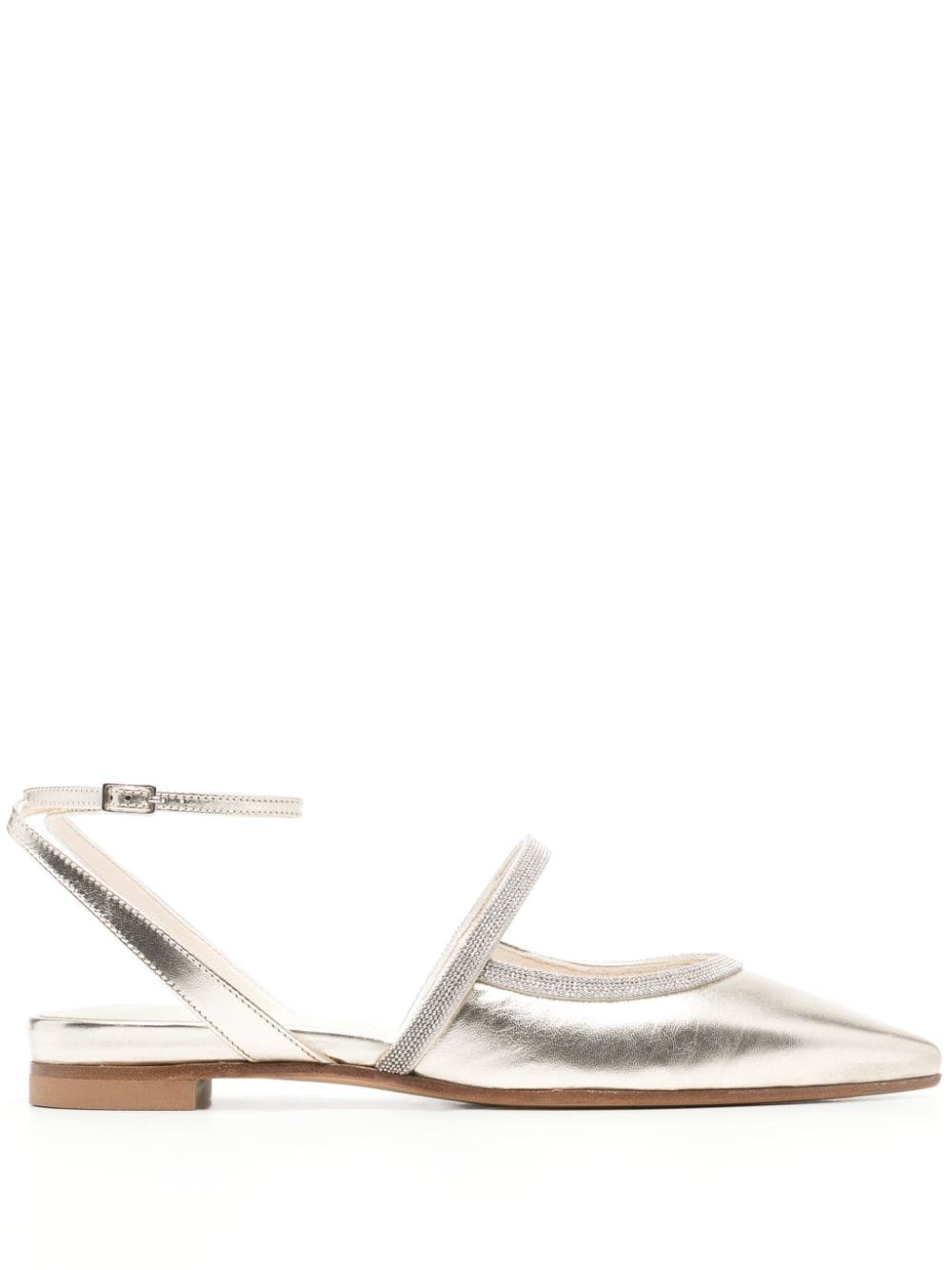 Peserico Punto Luce-chain leather ballerina shoes - Metallic von Peserico