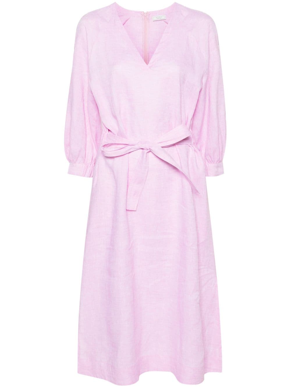 Peserico bead-detail linen belted dress - Pink von Peserico