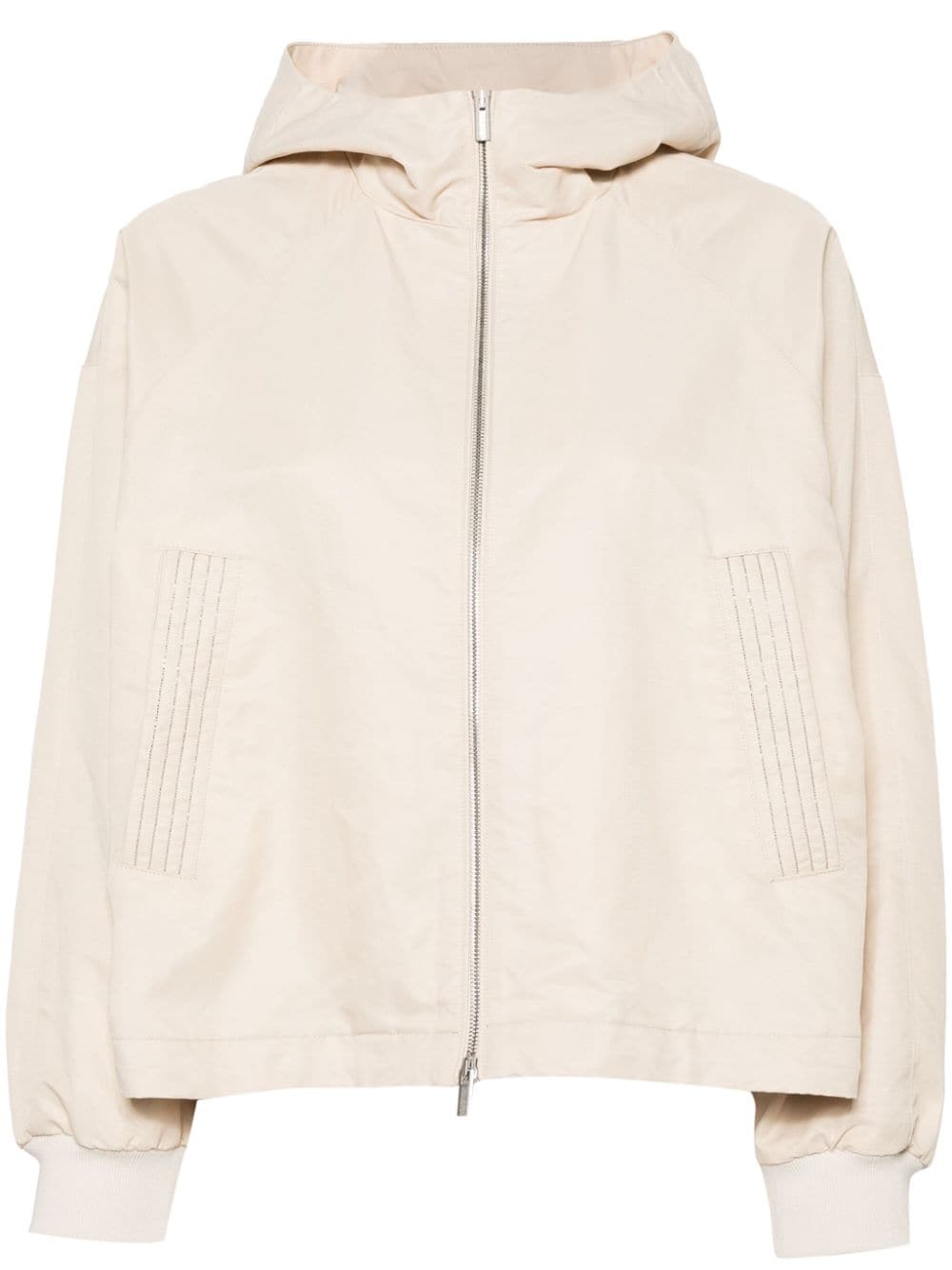 Peserico bead-embellished hooded jacket - Neutrals von Peserico