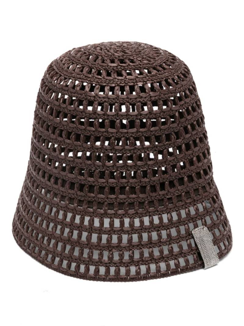 Peserico bead-embellishment interwoven hat - Brown von Peserico