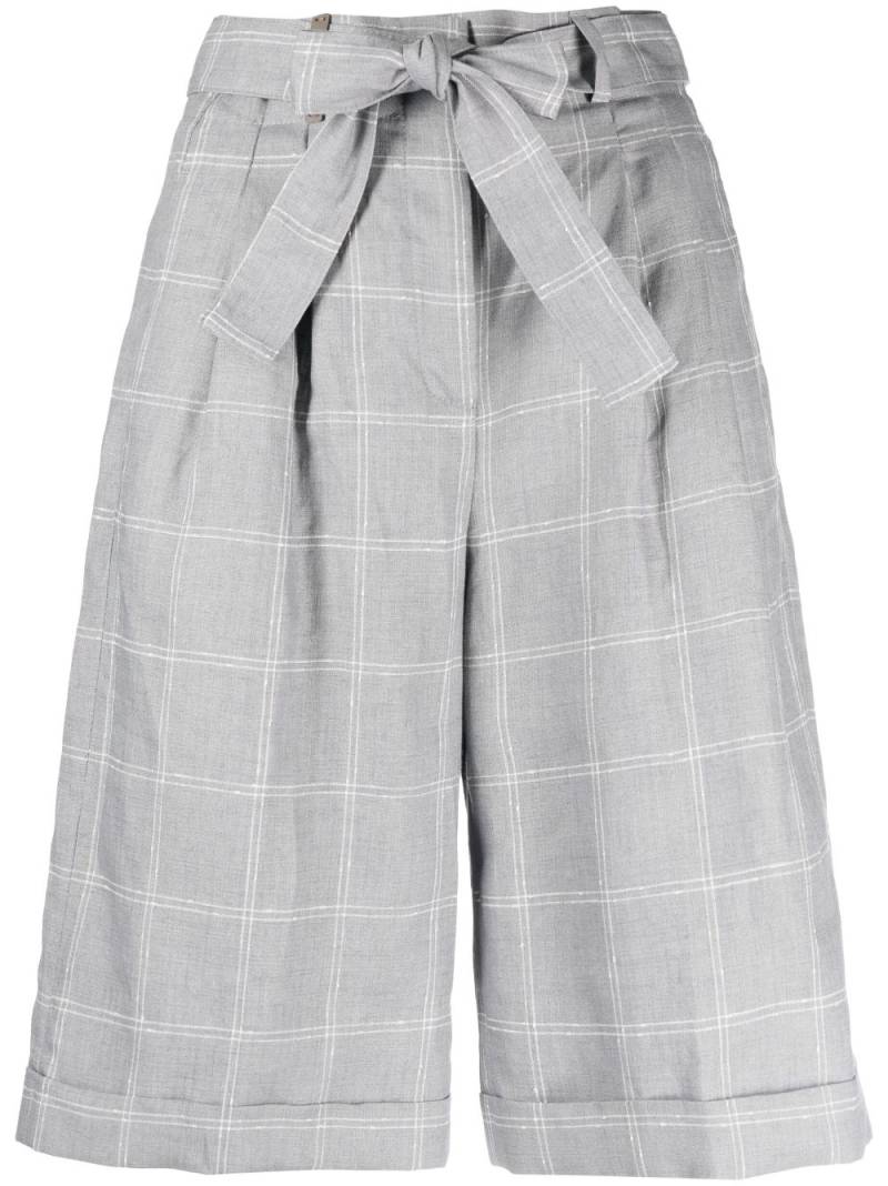 Peserico checked belted cotton shorts - Grey von Peserico