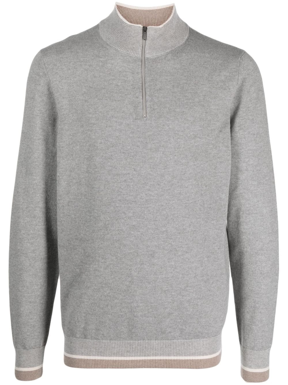 Peserico contrast-trim half-zip jumper - Grey von Peserico