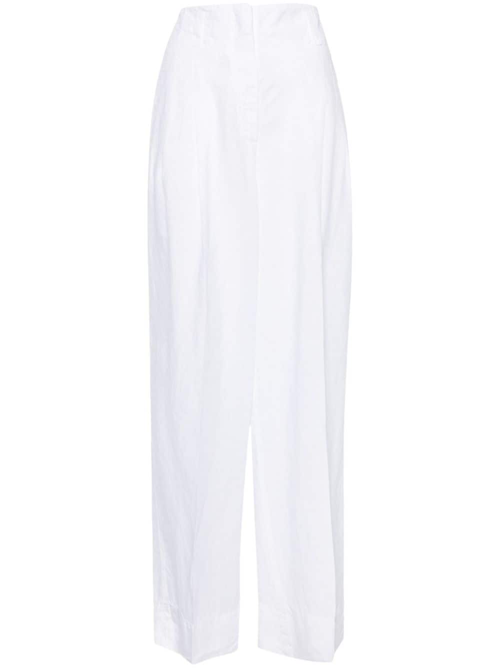 Peserico high-waist wide-leg linen trousers - White von Peserico