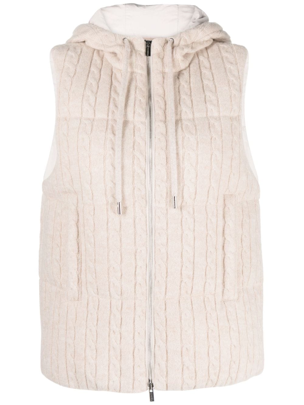 Peserico hooded cable-knit padded gilet - Neutrals von Peserico