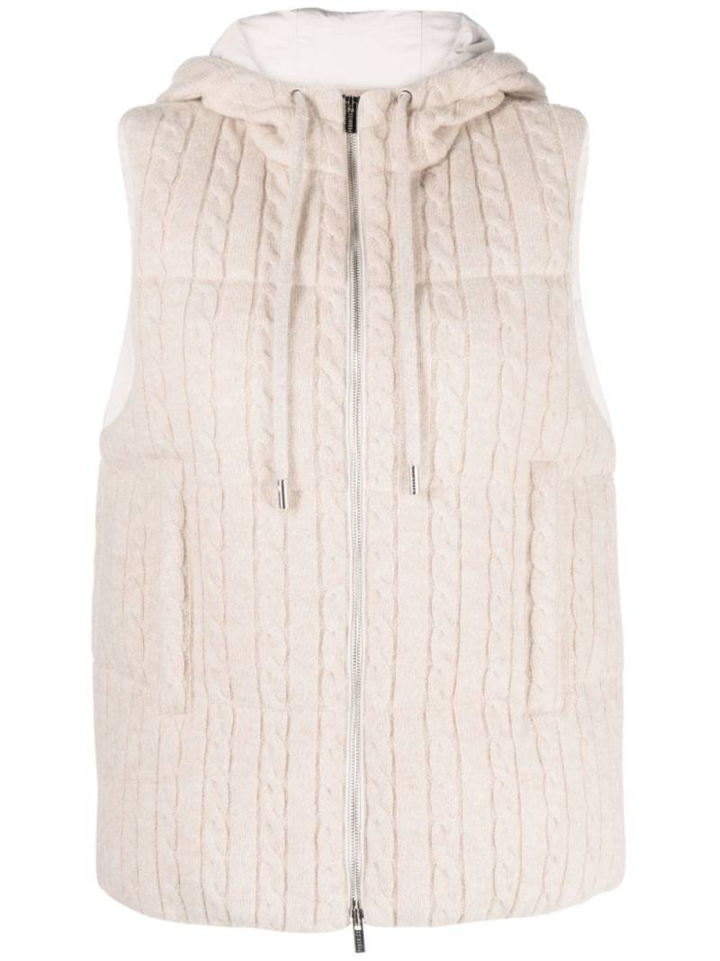 Peserico hooded cable-knit padded gilet - Neutrals von Peserico