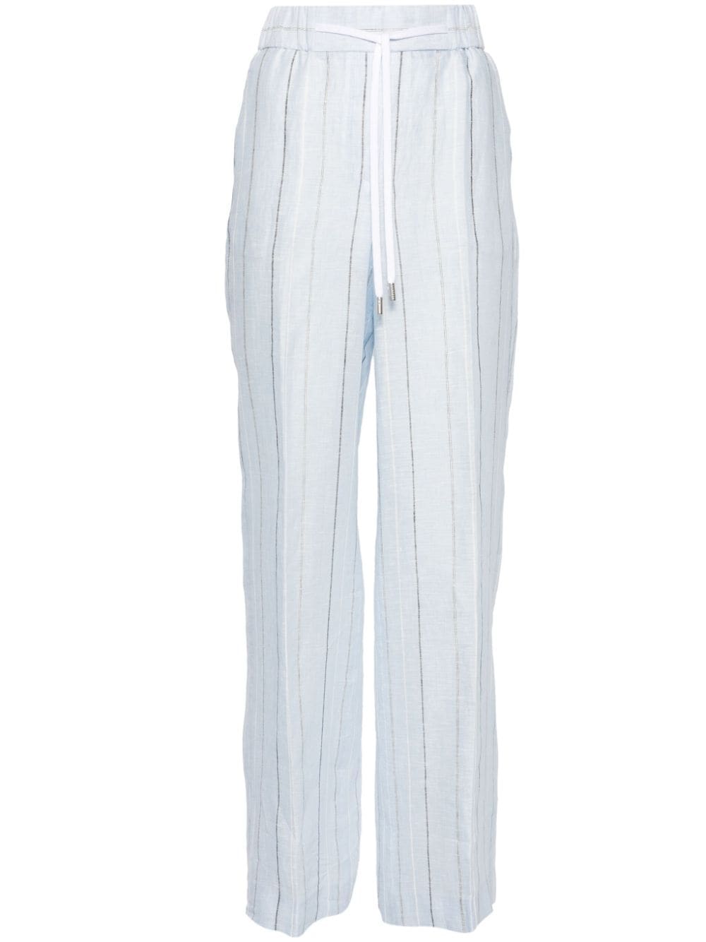 Peserico pinstriped linen straight trousers - Blue von Peserico