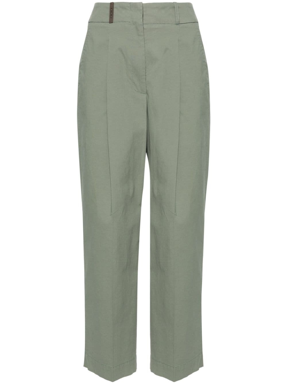 Peserico pressed-crease poplin tapered trousers - Green von Peserico