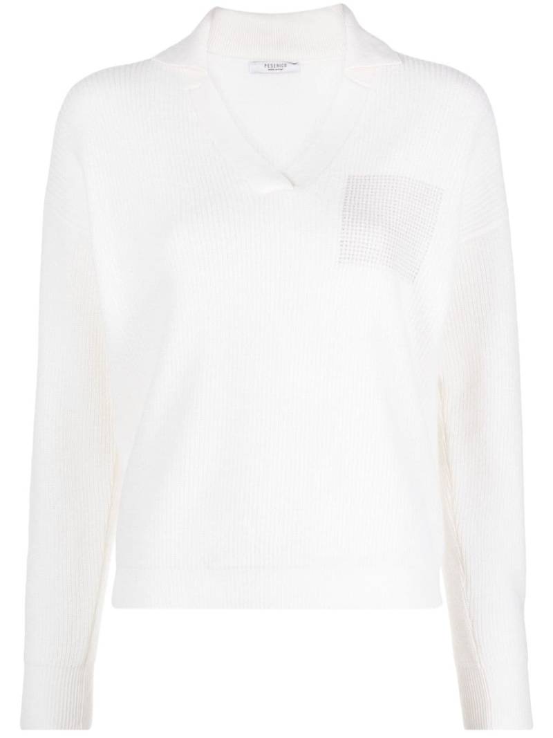 Peserico rhinestone-detail ribbed-knit jumper - White von Peserico