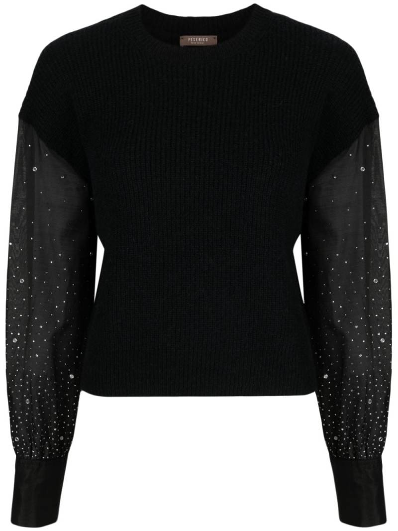 Peserico rhinestone-embellished ribbed-knit jumper - Black von Peserico