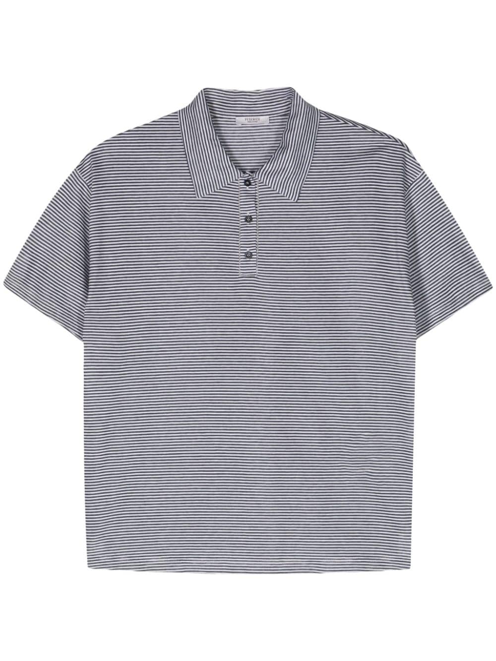 Peserico striped polo-collar T-shirt - Blue von Peserico