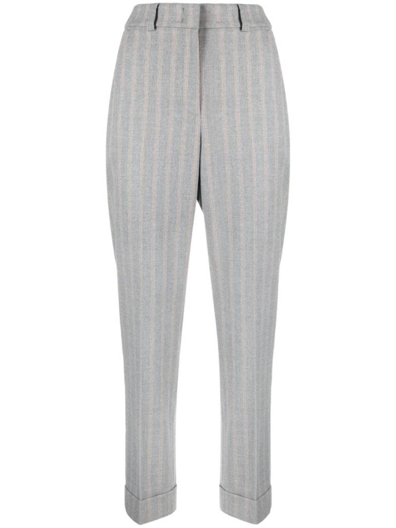 Peserico striped tapered-leg cropped trousers - Grey von Peserico