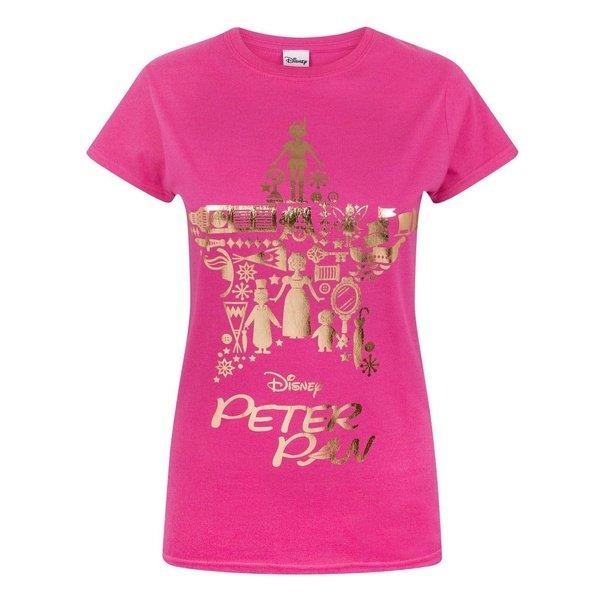 Disney Tshirt Mit Goldfolienaufdruck Damen Pink L von Peter Pan