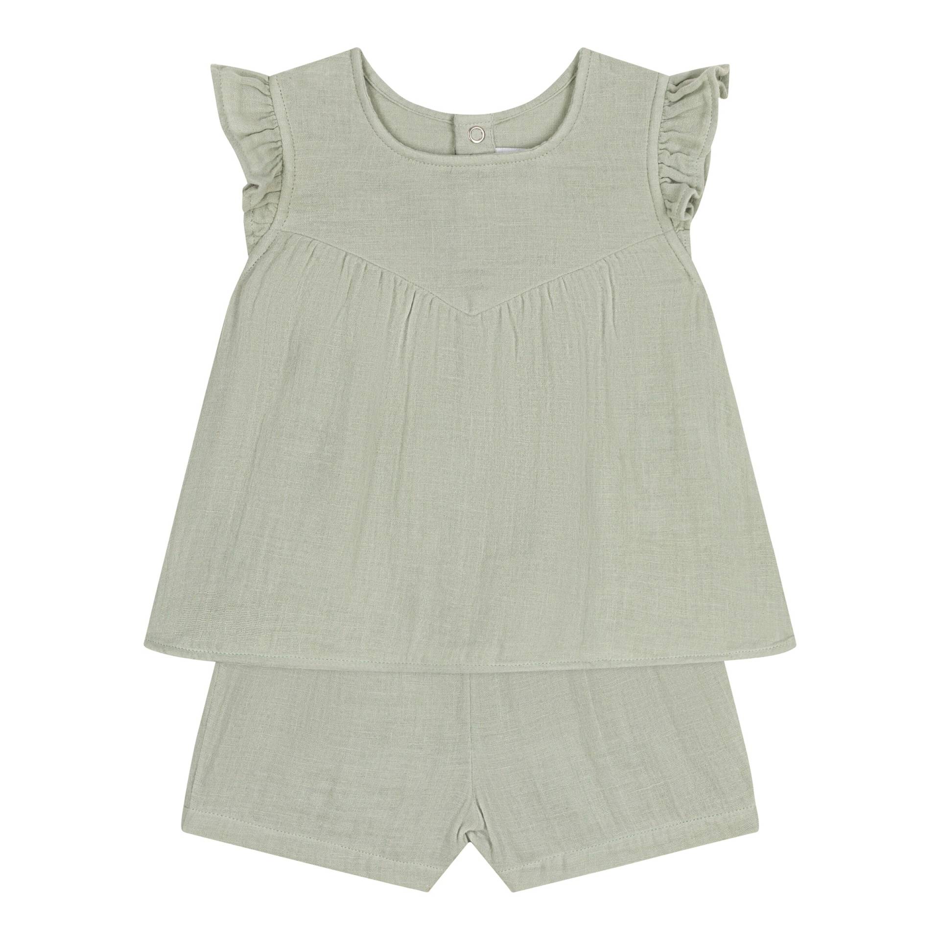 2-tlg. Set Musselin-T-Shirt Flügelarm und -Shorts von Petit Bateau