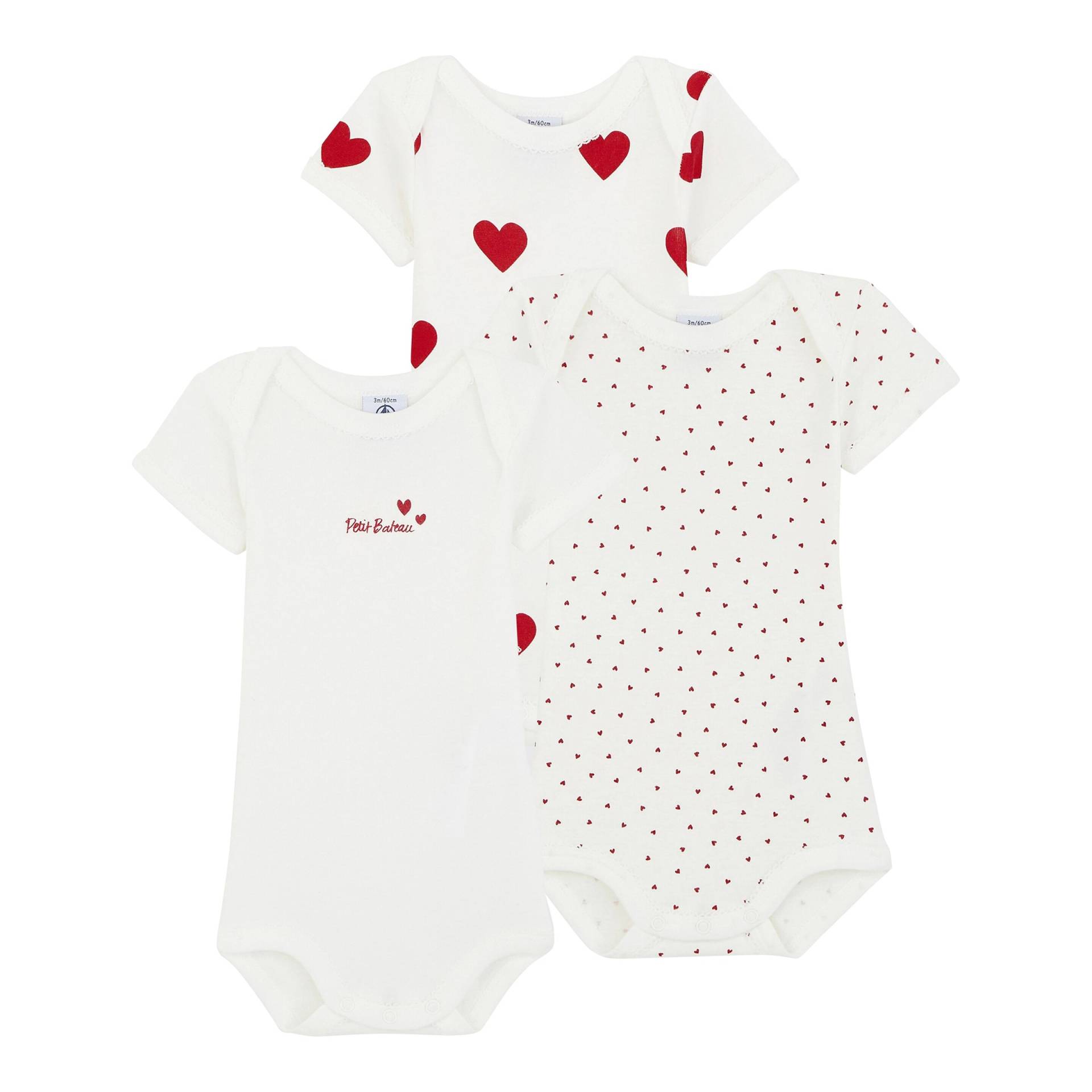 3er-Pack Bodys kurzarm Herzen 3er-Pack Bodys kurzarm Herzen von Petit Bateau