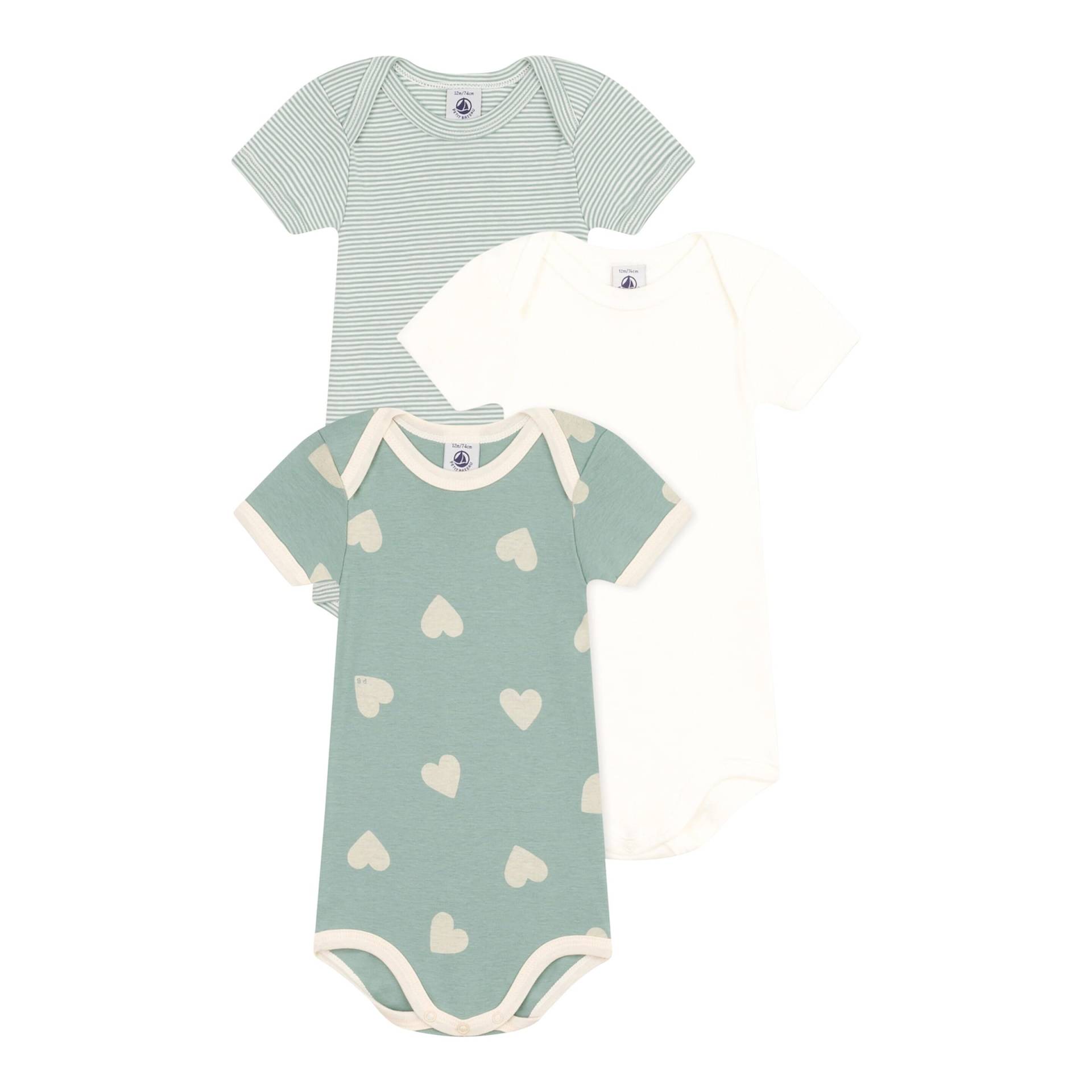 3er-Pack Bodys kurzarm Herzen Ringel 3er-Pack Bodys kurzarm Herzen Ringel von Petit Bateau