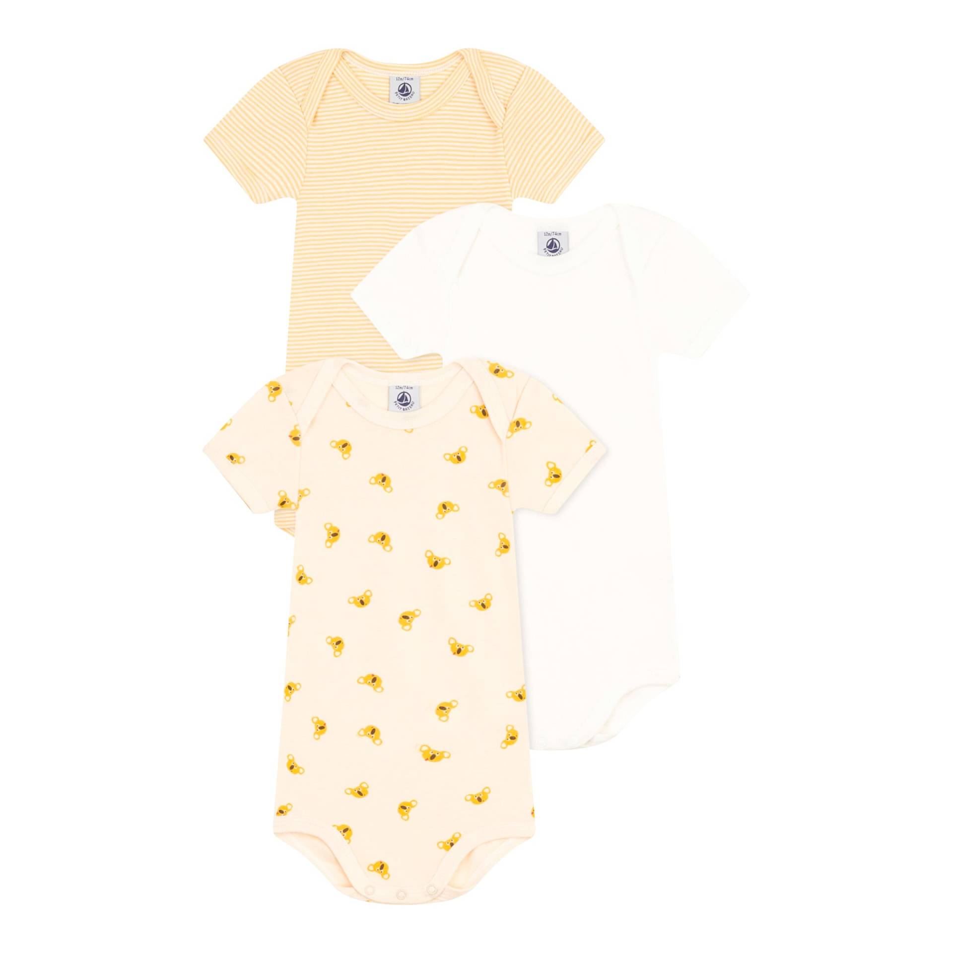 3er-Pack Bodys kurzarm Koalas Ringel von Petit Bateau