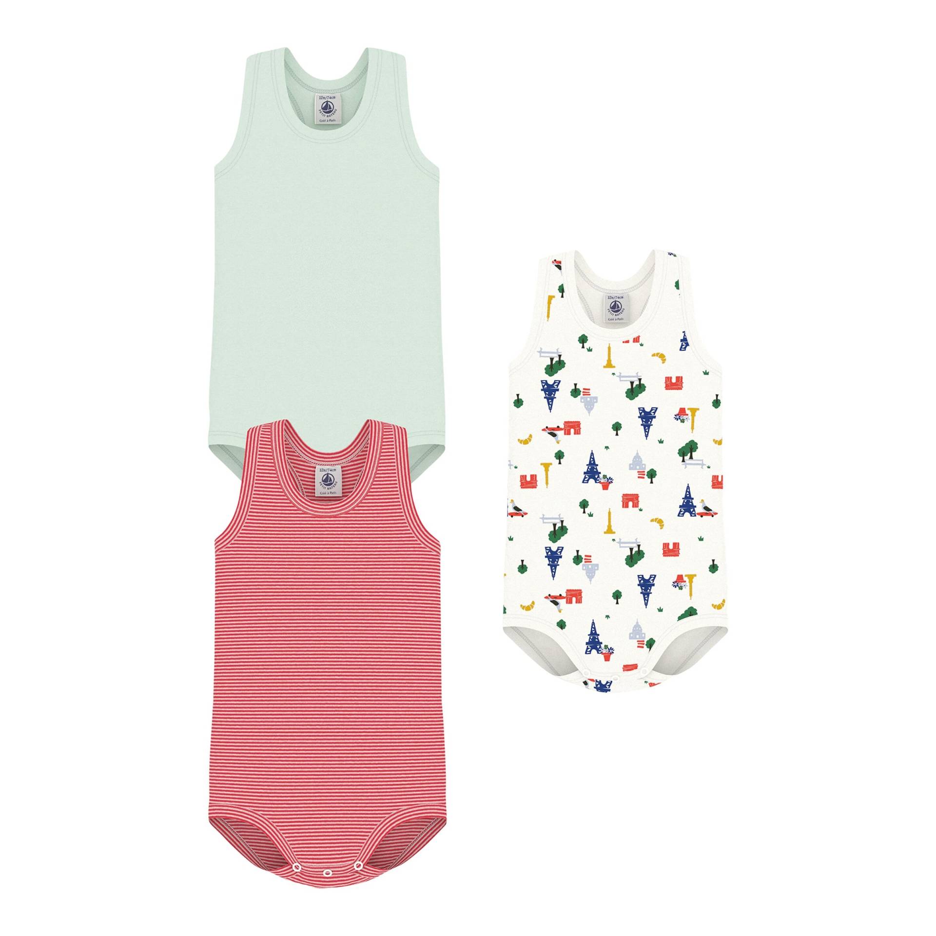 3er-Pack Bodys ohne Arm Paris Ringel 3er-Pack Bodys ohne Arm Paris Ringel von Petit Bateau