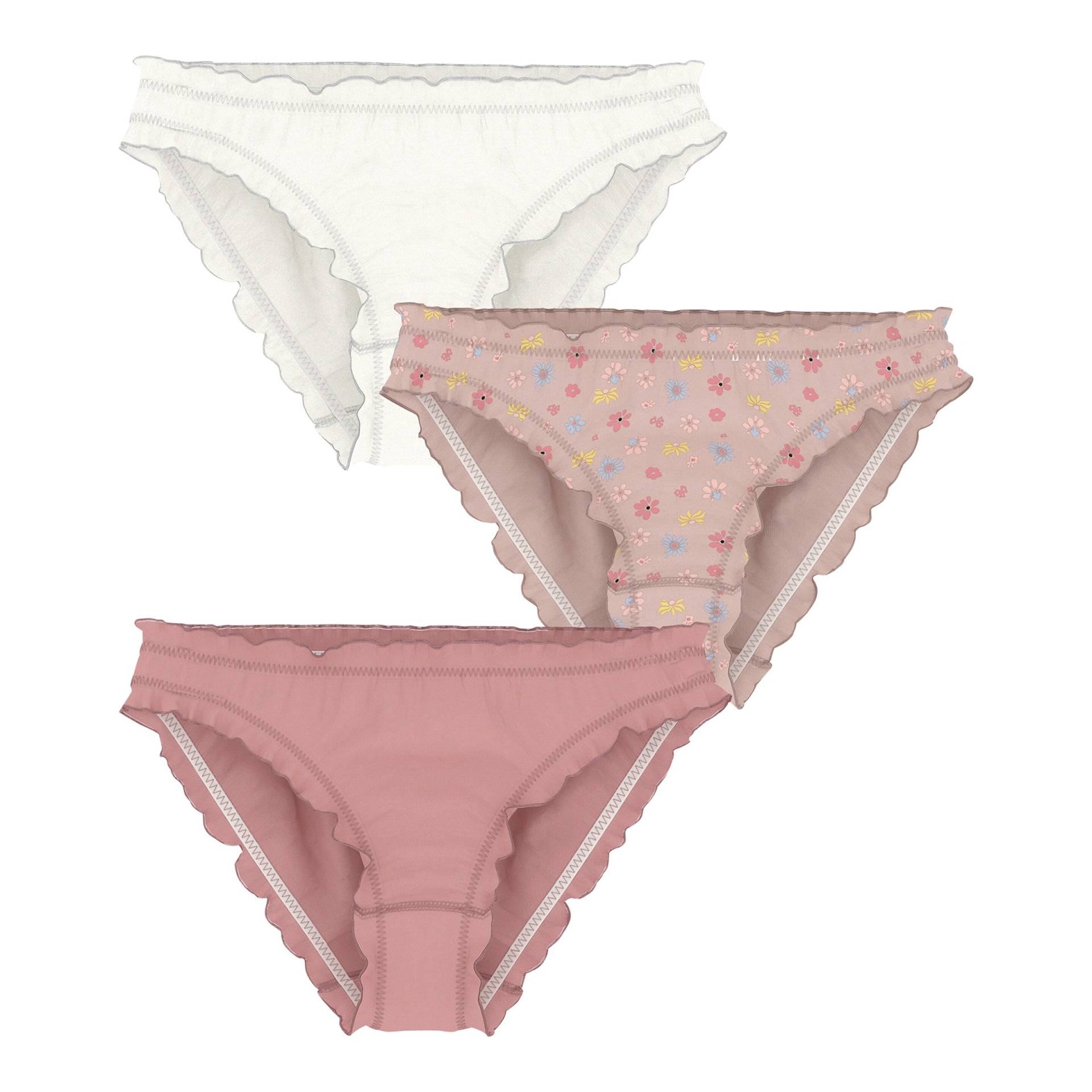 3er-Pack Slips Blumen Rüschen von Petit Bateau