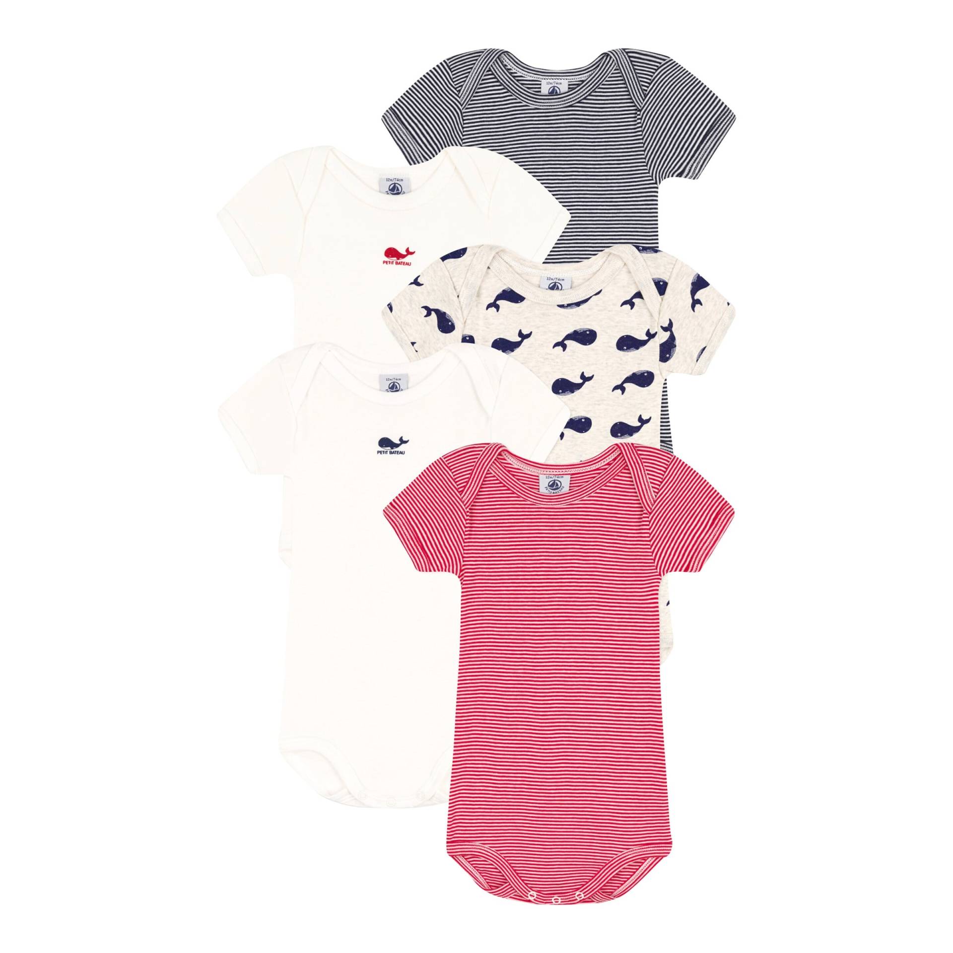 5er-Pack Bodys kurzarm Wale Ringel 5er-Pack Bodys kurzarm Wale Ringel von Petit Bateau