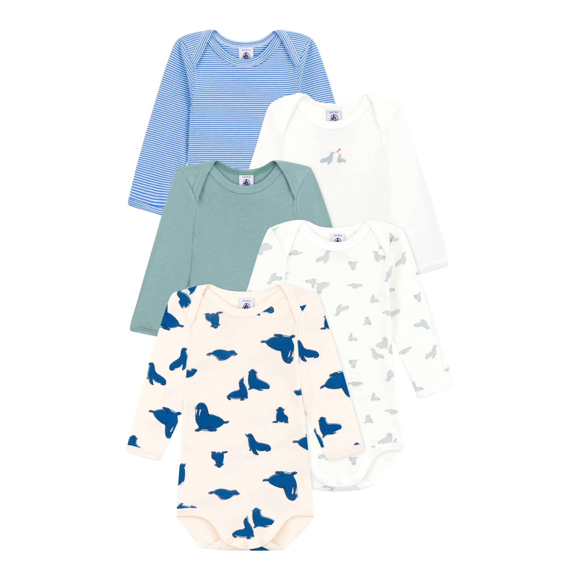 5er-Pack Bodys langarm Robben Ringel 5er-Pack Bodys langarm Robben Ringel von Petit Bateau