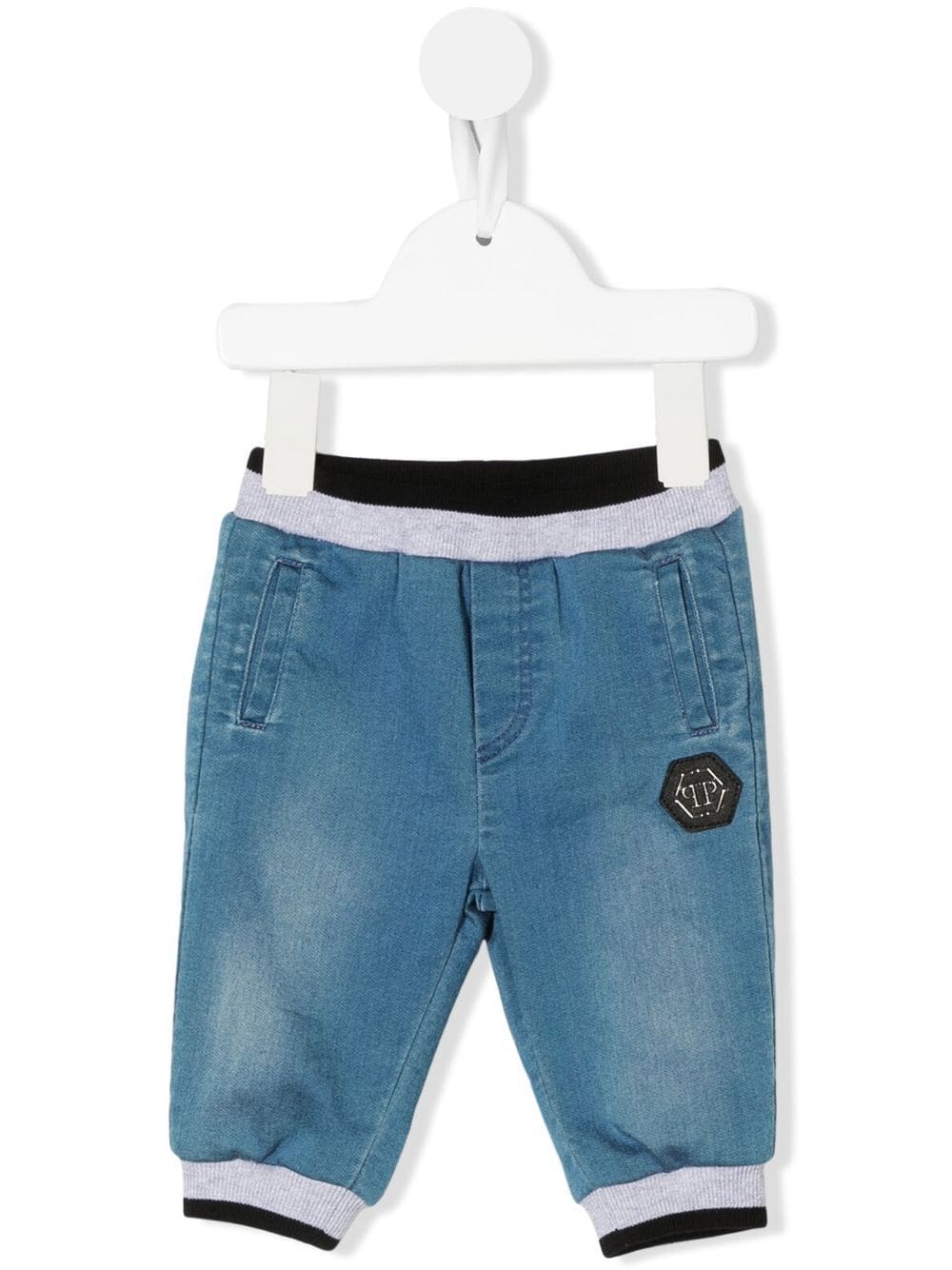 Philipp Plein Junior Hexagon logo-plaque trousers - Blue von Philipp Plein Junior