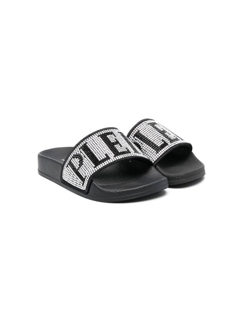 Philipp Plein Junior Plein crystal-embellished slides - Black von Philipp Plein Junior