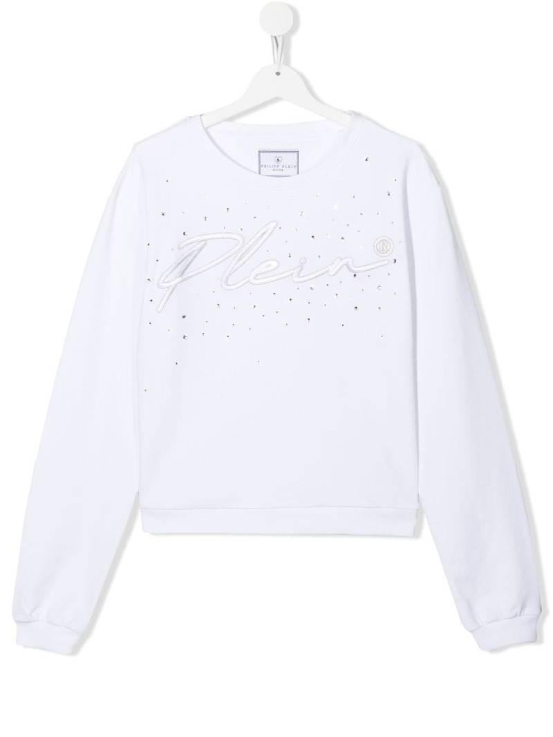 Philipp Plein Junior TEEN logo-embroidered sweatshirt - White von Philipp Plein Junior