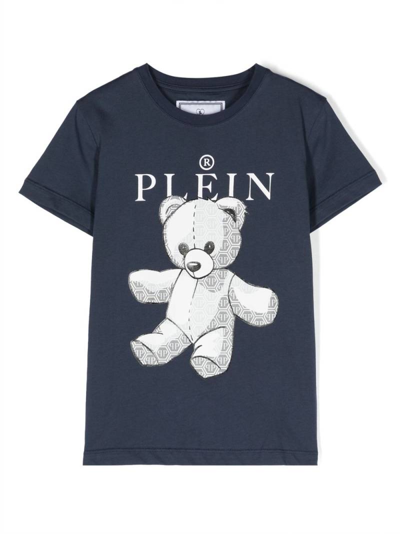 Philipp Plein Junior bear-motif cotton T-shirt - Blue von Philipp Plein Junior