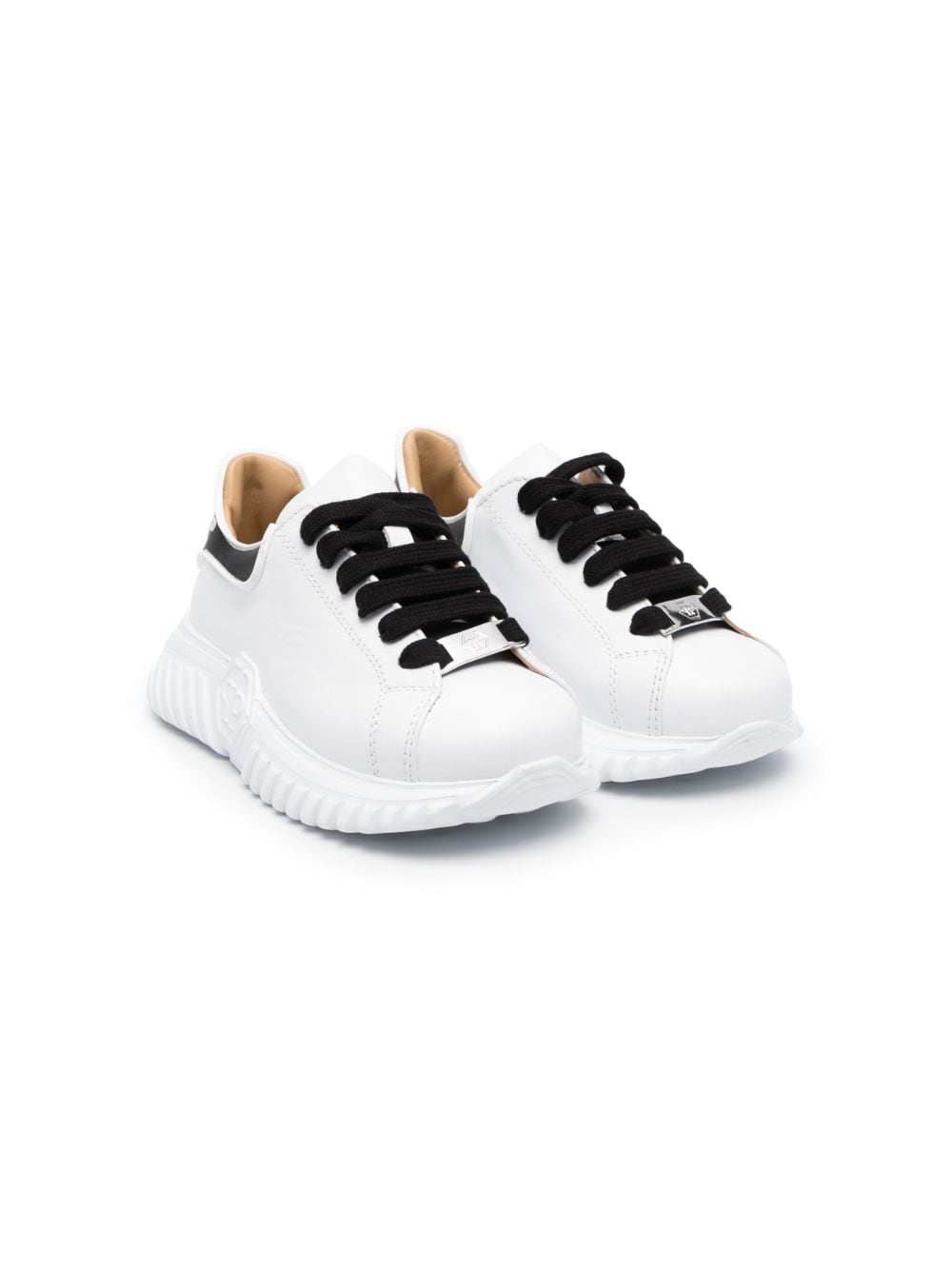 Philipp Plein Junior branded heel-counter low-top sneakers - White von Philipp Plein Junior