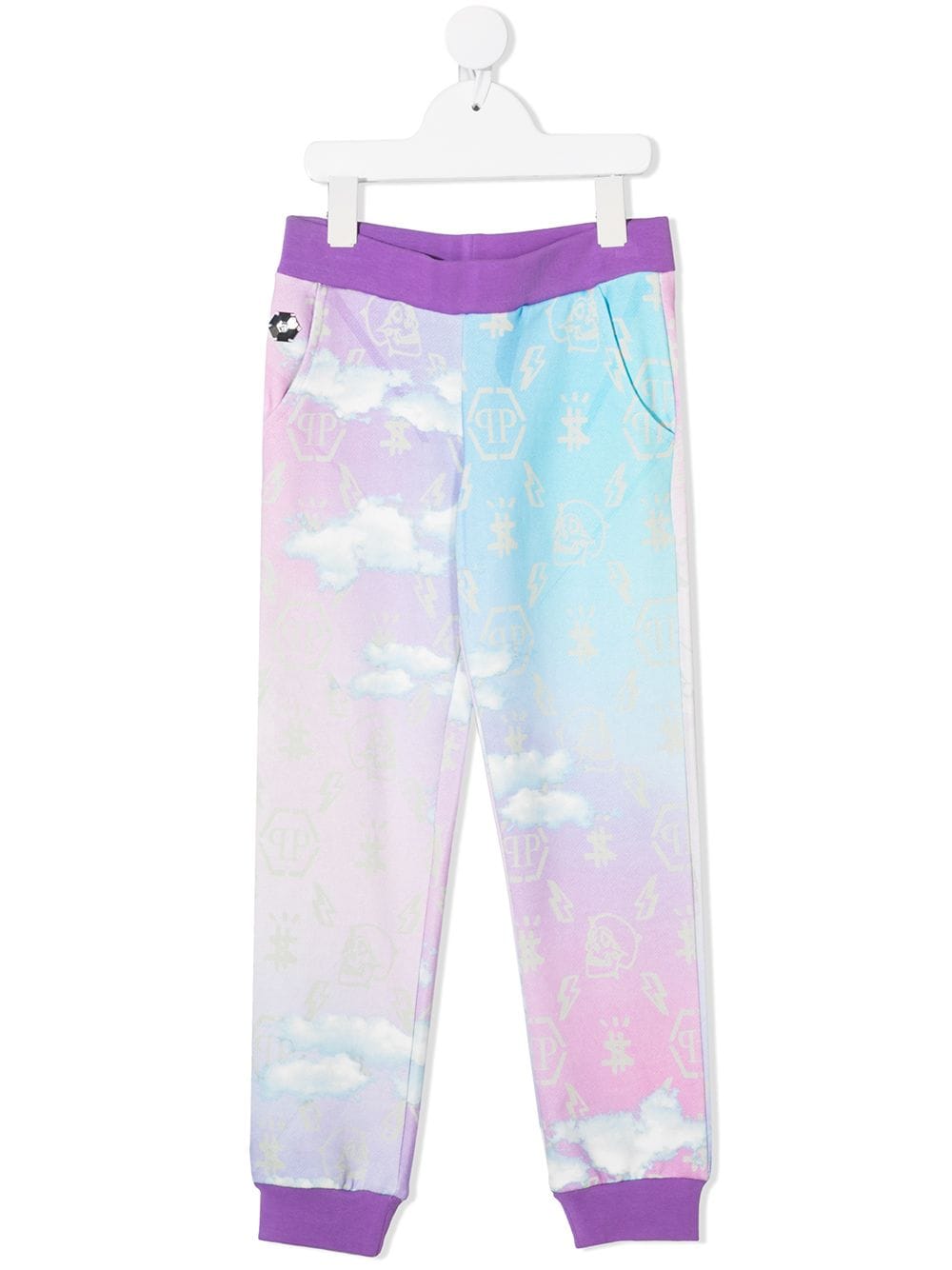 Philipp Plein Junior cloud-print cotton joggers - Blue von Philipp Plein Junior