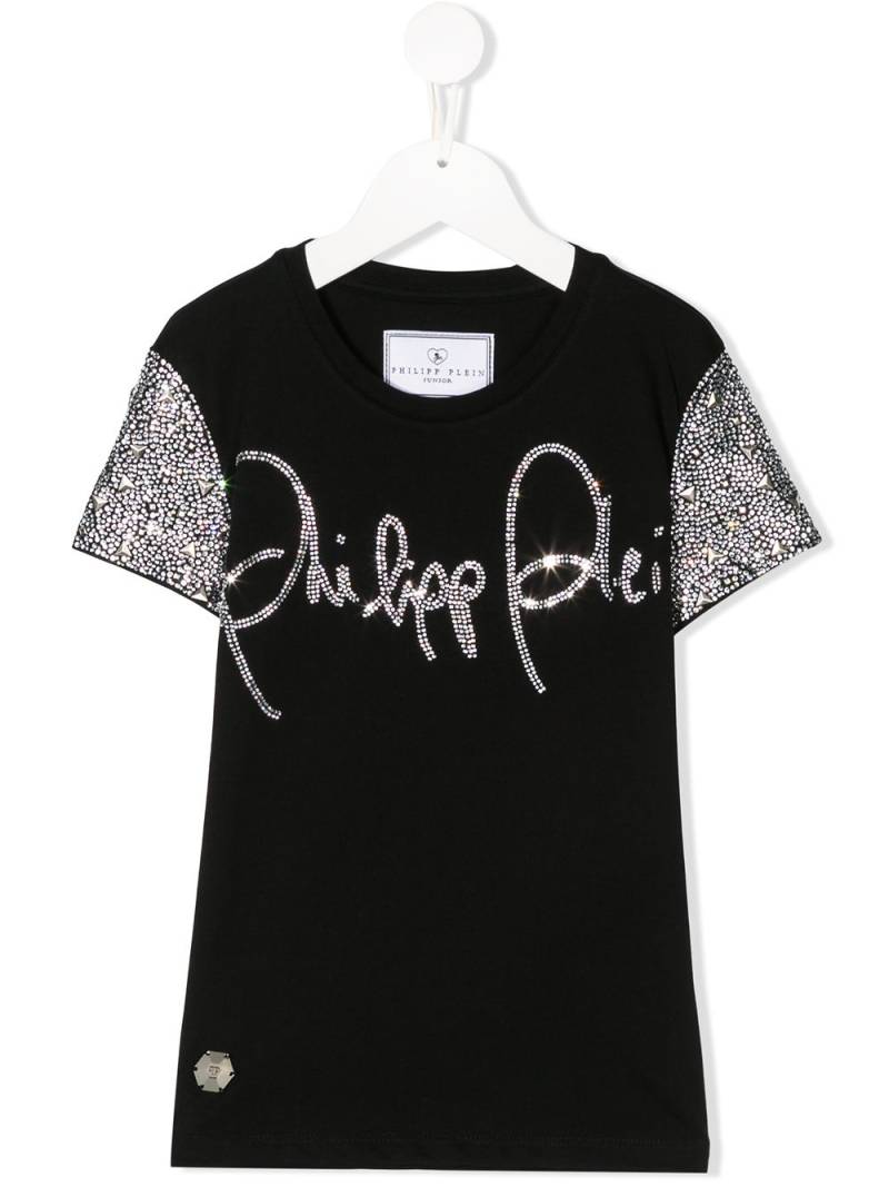 Philipp Plein Junior embellished sleeve T-shirt - Black von Philipp Plein Junior