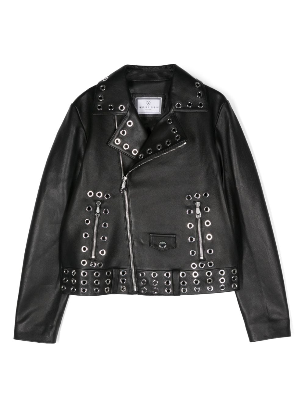 Philipp Plein Junior eyelet-embellished leather jacket - Black von Philipp Plein Junior