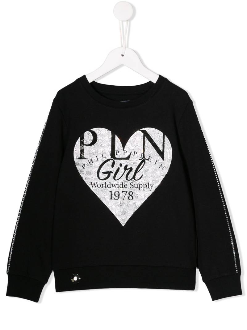 Philipp Plein Junior heart print sweatshirt - Black von Philipp Plein Junior