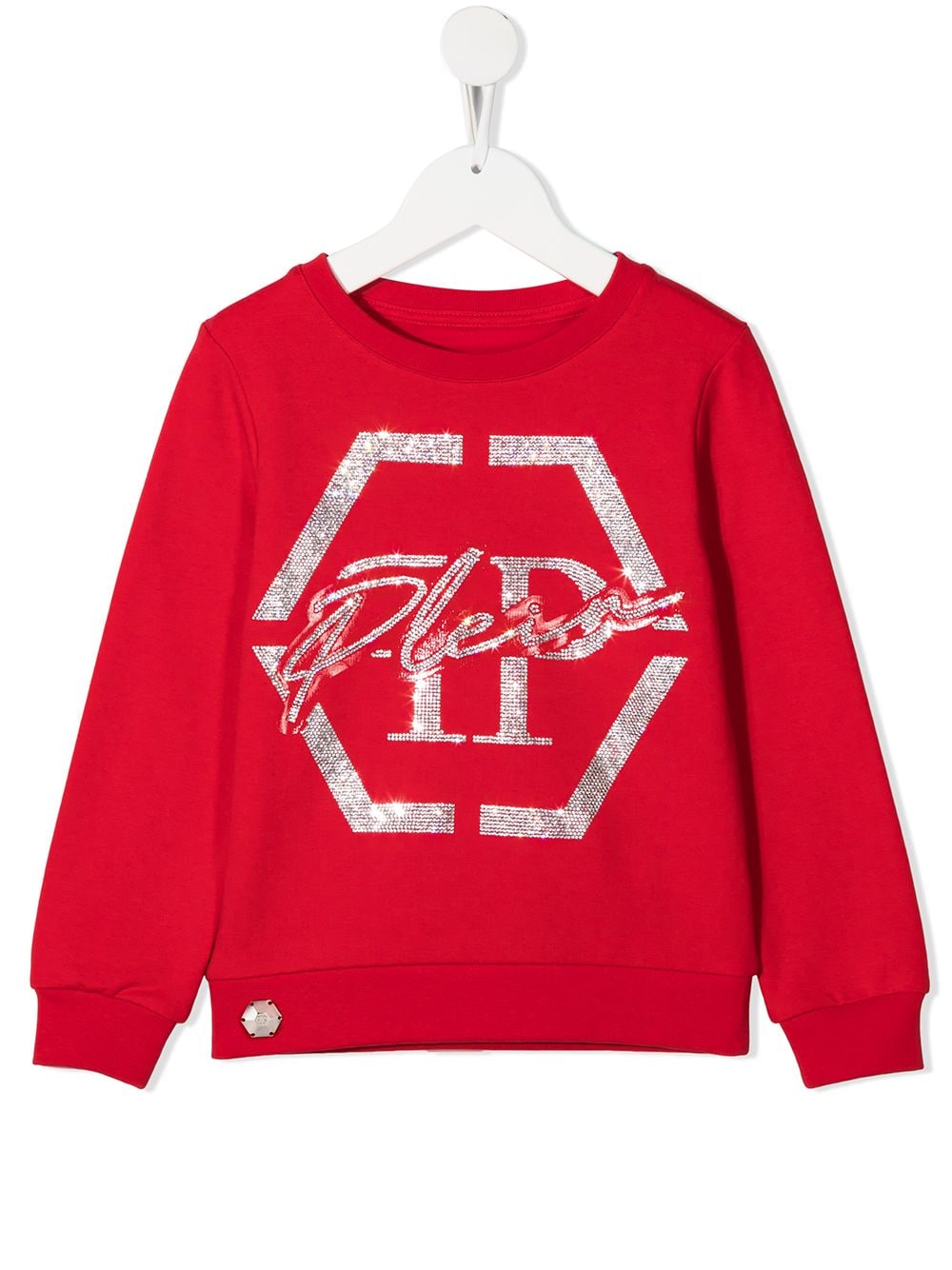 Philipp Plein Junior logo embellished crew neck sweatshirt - Red von Philipp Plein Junior