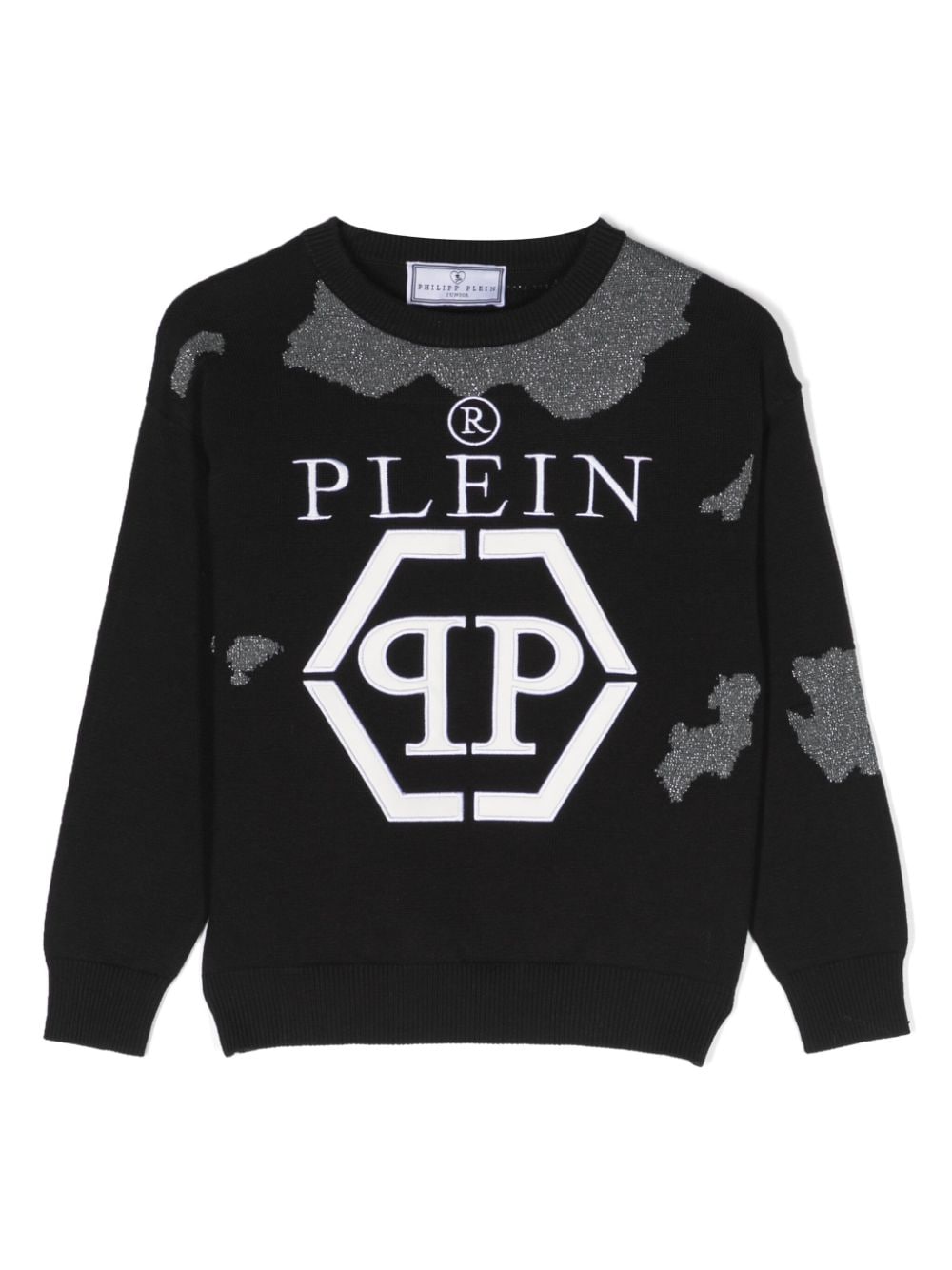 Philipp Plein Junior logo-embroidered cotton jumper - Black von Philipp Plein Junior